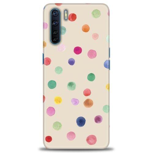 Oppo A91 / Reno 3 Kılıf HD Baskılı Kılıf - Renkli Puantiye + Tam Ekran Koruyucu