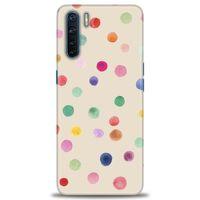 Oppo A91 / Reno 3 Kılıf HD Baskılı Kılıf - Renkli Puantiye + Tam Ekran Koruyucu