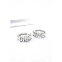 Taşlı Halka Küpe - Gümüş