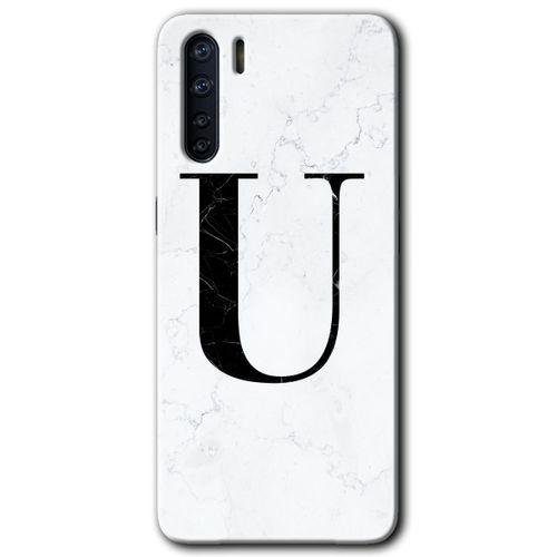 OPPO Oppo A91 Kılıf HD Desen Baskılı Arka Kapak - Beyaz Mermer Desenli U Harfi