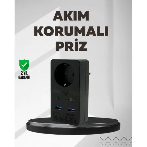 Tip Akım Koruma Prizi 10a 2500w Usb Type C Destekli
