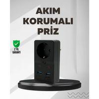 Tip Akım Koruma Prizi 10a 2500w Usb Type C Destekli
