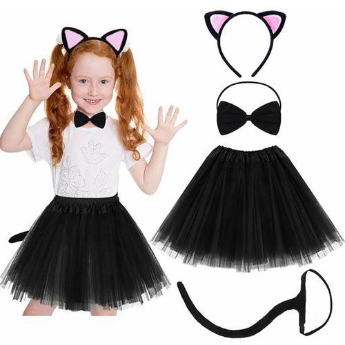 Pembe Kedi Kulak Taç, Etek, Kuyruk Ve Papyon Seti