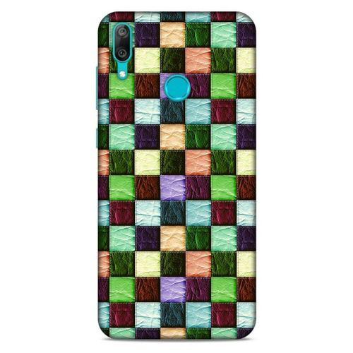 Huawei Y7 2019 Kılıf Patchwork (6) Silikon Kılıf Su Yeşili