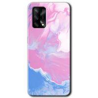 MRCİLETİSİM Oppo A74 Kılıf Baskılı Kapak - Liquid Lekeler Art + 5D Tam Kaplayan Cam