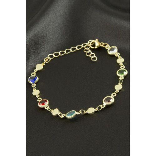 Yuvarlak Kristal Taşlı Çelik Bileklik