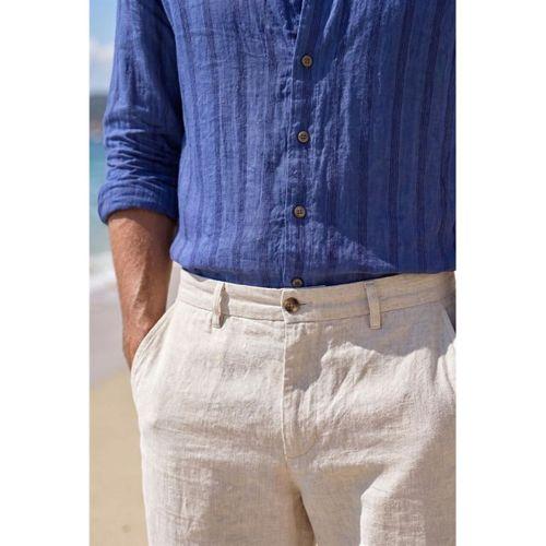 Ralph Çizgi Desenli Yumuşak Dokulu Rahat Kalıp Yazlık Erkek Gömlek - Lacivert