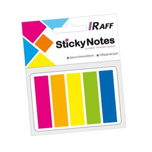 RAFF NEON RENKLER YAPIŞKANLI NOT KAĞIDI 5 Renk ( 15 mm * 75 mm)