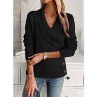 Kadın Uzun Kollu Yakalı Yandan Düğmeli Triko Bluz