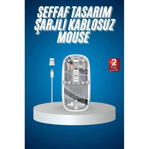 Sessiz Tıklama Çift Modlu Bluetooth Ve Alıcı Şeffaf Mouse Fare