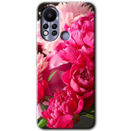 İnfinix Hot 11s Kılıf HD Desen Baskılı Arka Kapak - Kırmızı Beyaz Gül