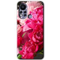 İnfinix Hot 11s Kılıf HD Desen Baskılı Arka Kapak - Kırmızı Beyaz Gül