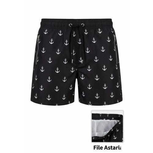 Deniz Şortu Fermuarlı Cepli File Astarlı Hızlı Kuruyan Premium - Siyah