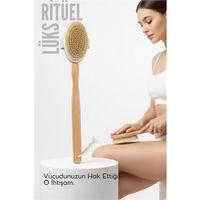 Uzun Saplı Doğal At Kılı Selülit Karşıtı Vücut Fırçası Peeling Masaj Aleti Selülit Fırçası 714799