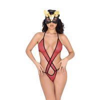 Kırmızı Lcralı Tül Bodysuit - 935
