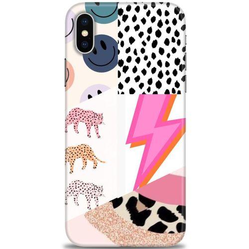 iPhone XS Kılıf HD Baskılı Kılıf - Kaplan Benek Şimşek + Tam Ekran Koruyucu