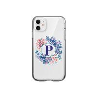 Çerçeveli Çiçekli P Harfli Şeffaf iPhone 11 Telefon Kılıfı