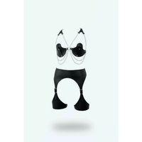 Siyah Harness Takım Zincir Detaylı Suni Deri Jartiyerli - Brf1221