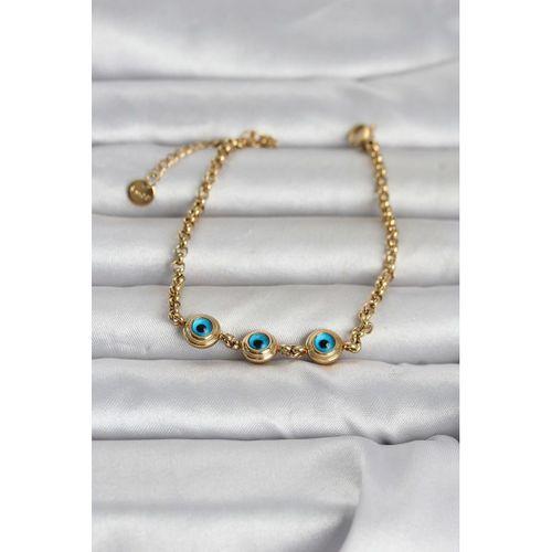 316L Çelik Gold Renk Nazarlı Kadın Bileklik