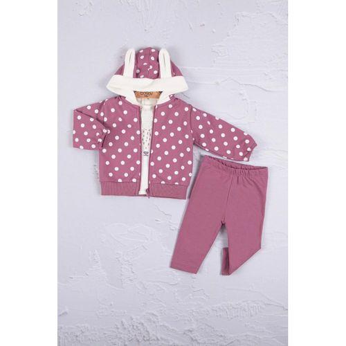 Tavşan Kulaklı Puanlı 3'lü Kız Bebek Takım