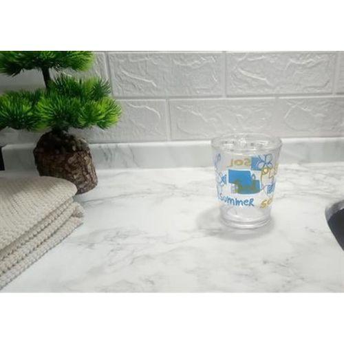 2 Adet Diş Fırçalık Deniz Desen Akrilik 8X8X9Cm 350Ml Banyo Seti