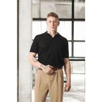 Örme Desenli Viskon Polo Yaka Triko Erkek T-Shirt - Siyah