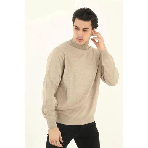 Erkek Yarım Balıkçı Yaka Triko Kazak - Bej