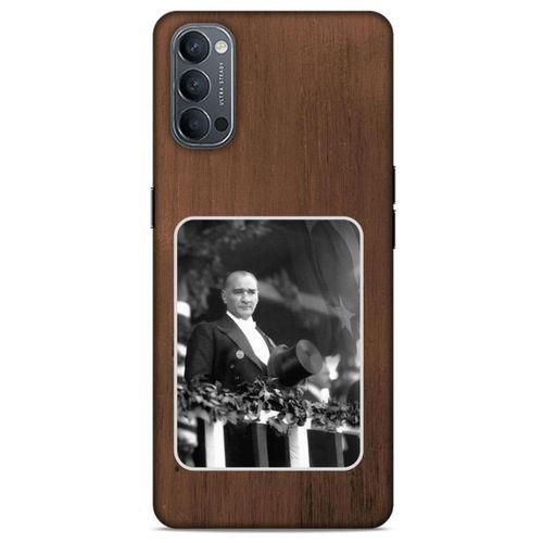 Oppo Reno 4 Kılıf Atatürk (35) Fit Design Kılıf Kahverengi Duvar