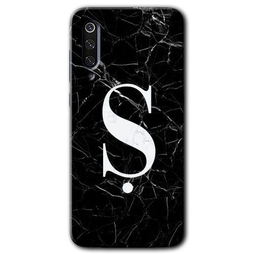 Potkal Hediye Fabrikası Xiaomi Mi 9 Kılıf HD Desen Baskılı Arka Kapak - Siyah Mermer Desenli Ş Harfi