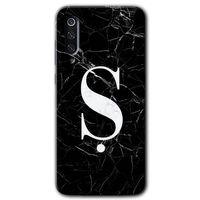 Potkal Hediye Fabrikası Xiaomi Mi 9 Kılıf HD Desen Baskılı Arka Kapak - Siyah Mermer Desenli Ş Harfi