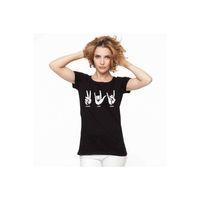 Love Rock Baskılı Dar Kesim Kadın Siyah t-shirt