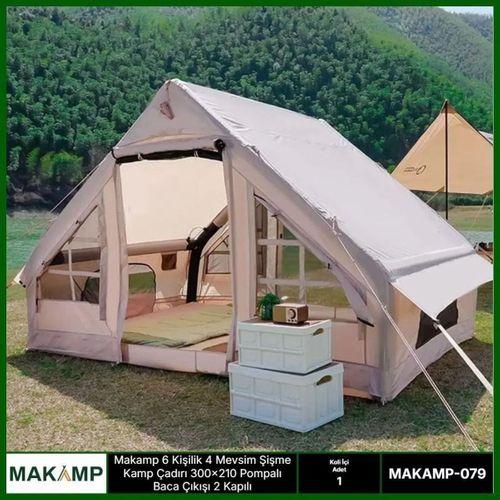 6 Kişilik 4 Mevsim 2 Kapılı Tavan Pencereli  Şişme Çadır 300*210*200cm