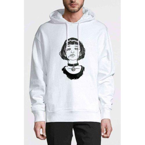 Mathilda Beyaz Erkek Kapşonlu Sweatshirt