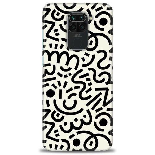 Xiaomi Redmi Note 9 Kılıf HD Baskılı Kılıf - Siyah Beyaz + Tam Ekran Koruyucu