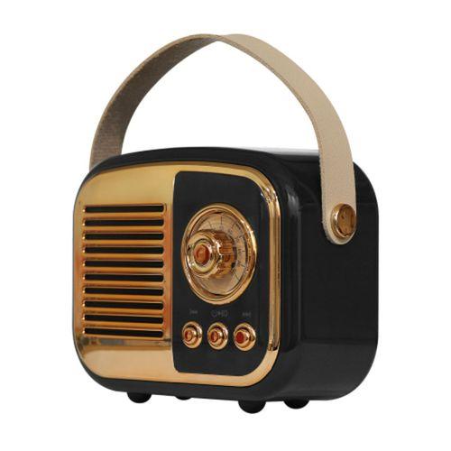 MIKADO MD-24BT, Echoes, Siyah, 3W, Taşınabilir, USB/TF Kart/Bluetooth, 800mAh, Klasik Retro Müzik Kutusu