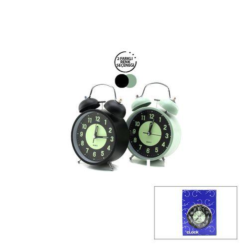 Twin Bell Metal Masa Çalar Saat 11 cm – Pilli, Işıklı, Fosforlu
