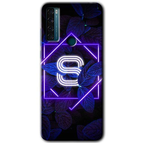 TCL 20 SE Kılıf HD Desen Baskılı Arka Kapak - Dark Neon Yaprak S Harfi