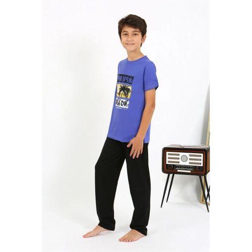 Erkek Çocuk Kısa Kol Penye Pijama Takım Saks