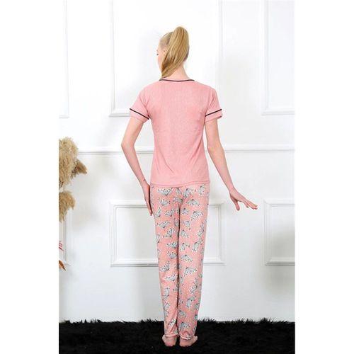 Kadın Gül Kurusu Kısa Kol Pijama Takım