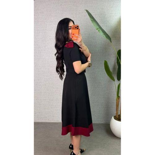 Kadın Tek Omuz Fiyonk Detaylı Midi Boy Elbise