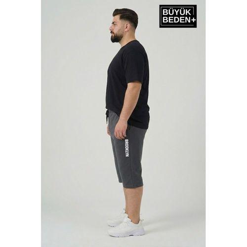Büyük Beden Erkek Kapri Şort Brooklyn Baskılı Rahat Kalıp 3XL-6XL SPR26BSR591-02