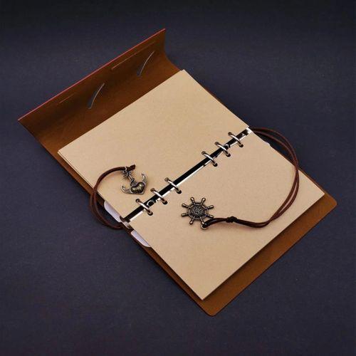 Lacivert Pusula Tasarım Deri Defter Ve Tükenmez Kalem Seti