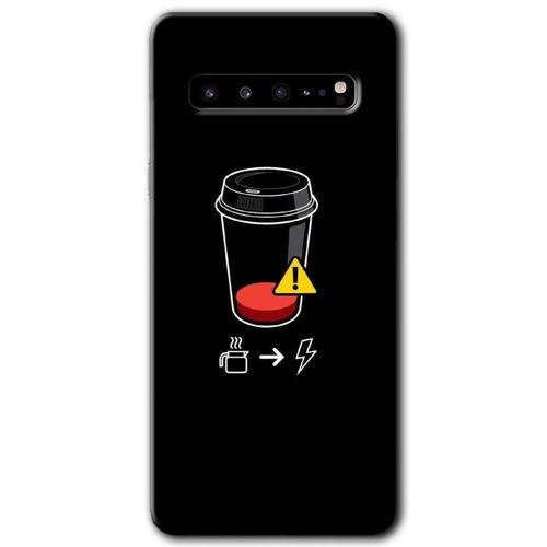 Potkal Hediye Fabrikası Samsung Galaxy S10 Plus HD Baskılı Kılıf + 9D Tam Ekran Koruyucu - Coffee Battery