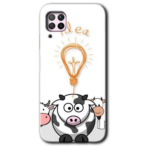 MRCİLETİSİM Huawei P40 Lite Kılıf Baskılı Kapak - İdea Lamp + 5D Tam Kaplayan Cam