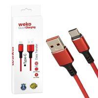 Weko WK-22024 USB To Type-C Örgülü Kırmızı Telefon Şarj Kablosu