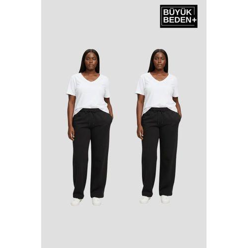 Kadın Büyük Beden Paça Reçme İnce Eşofman Altı 2’li Set – Rahat Kalıp SPR26BEAK952+2