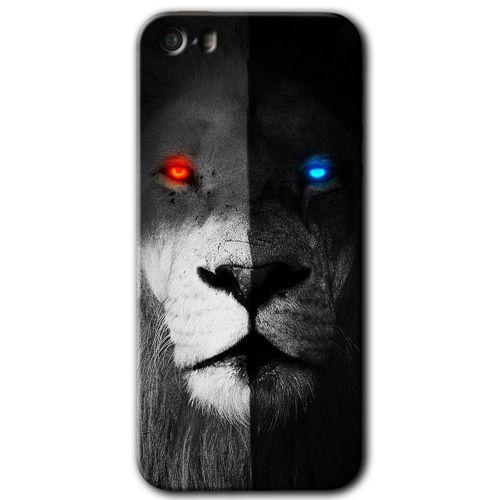 iPhone 5 Kılıf HD Desen Baskılı Arka Kapak - Fire and Ice Lion