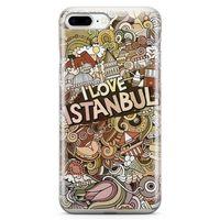 Apple iPhone 8 Plus Kılıf İstanbul Doodle Arka Kapak Koruma Desenli Full Koruyucu