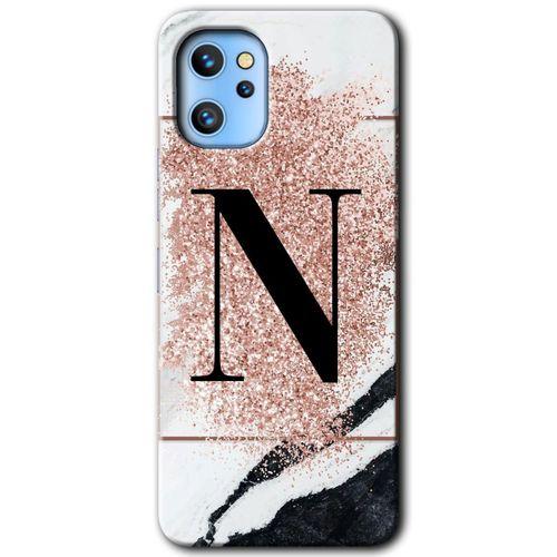 Reeder S19 Max Pro Kılıf HD Desen Baskılı Arka Kapak - Pembe Mermer Desenli N Harfi