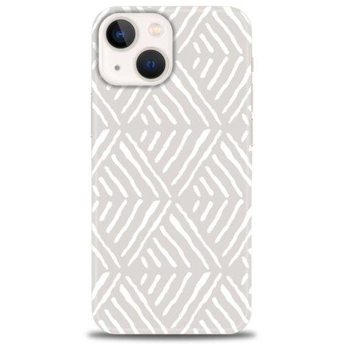 iPhone 14 Kılıf HD Baskılı Kılıf - Gri Mozaik + Tam Ekran Koruyucu